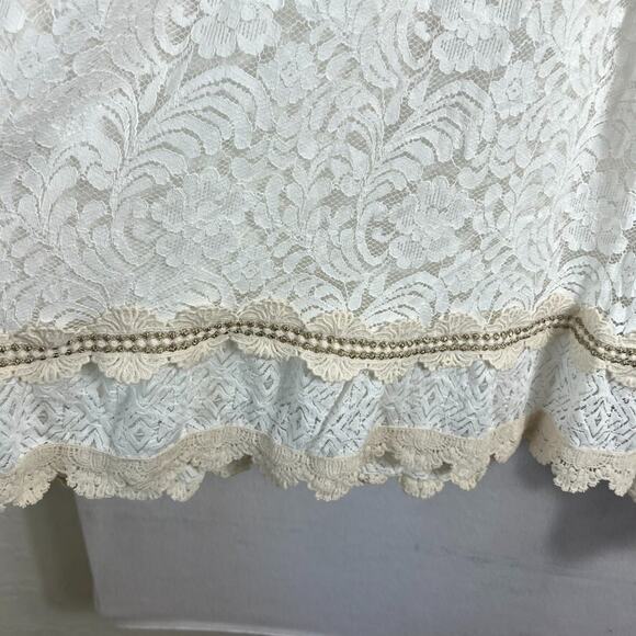 Via Veneto Midi Dress Women's Vintage Ivory Lace V-neck Flare Sleeves Boho Fairy - Picture 6 of 12